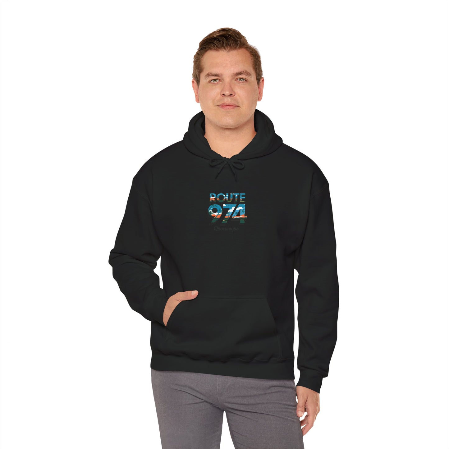 Sweat-Shirt à Capuche Collection " Route 974", Exotisme, Adulte, Homme, Femme, Sportive, Sportif, Décontracté, Classique, Destination La Réunion