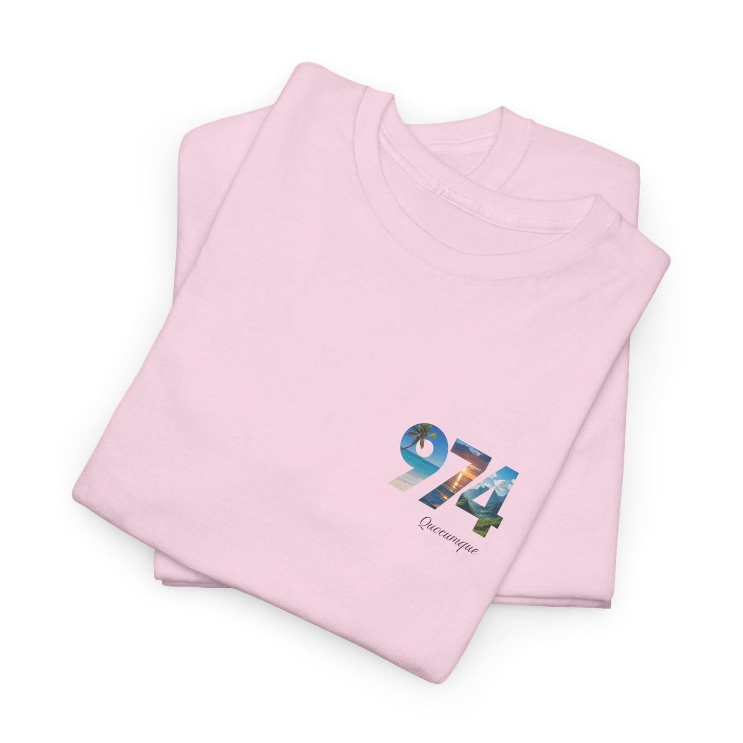 T-shirt "974", Île de La Réunion, Discret, Confort Coton, Sobre, Elégant, Souvenir Unique, Cadeau, Unisexe, Esprit Voyageur