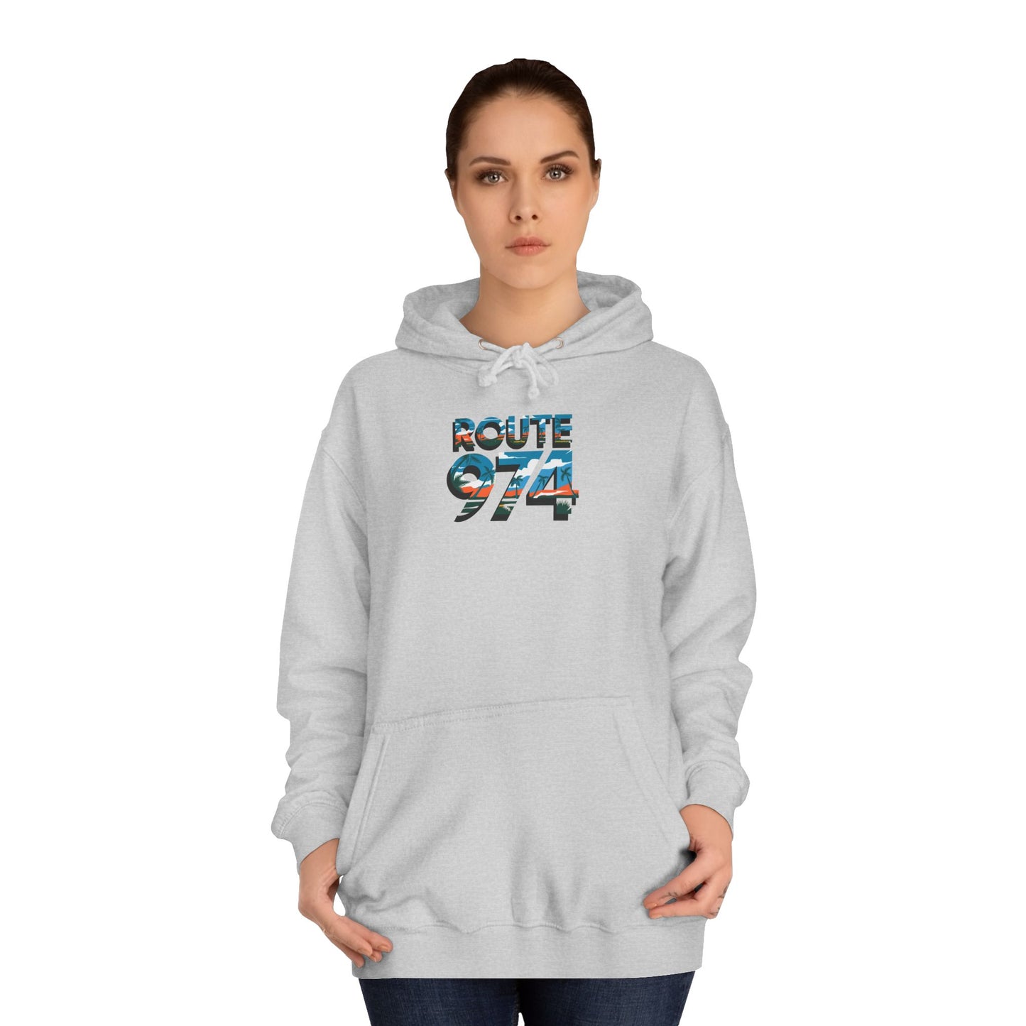 Sweat à Capuche "Route 974" pour Adulte, Hoodie, Unisexe, Élégance, Sobriété, Homme, Femme, Indicatif Réunion