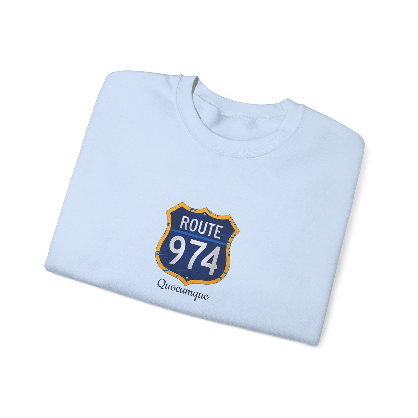Sweat-Shirt Quocumque "Route 974", Exotique, Destination l'Île De La Réunion, Adulte, Homme, Femme, Sportive, Sportif, Décontracté, Élégant, Classique,