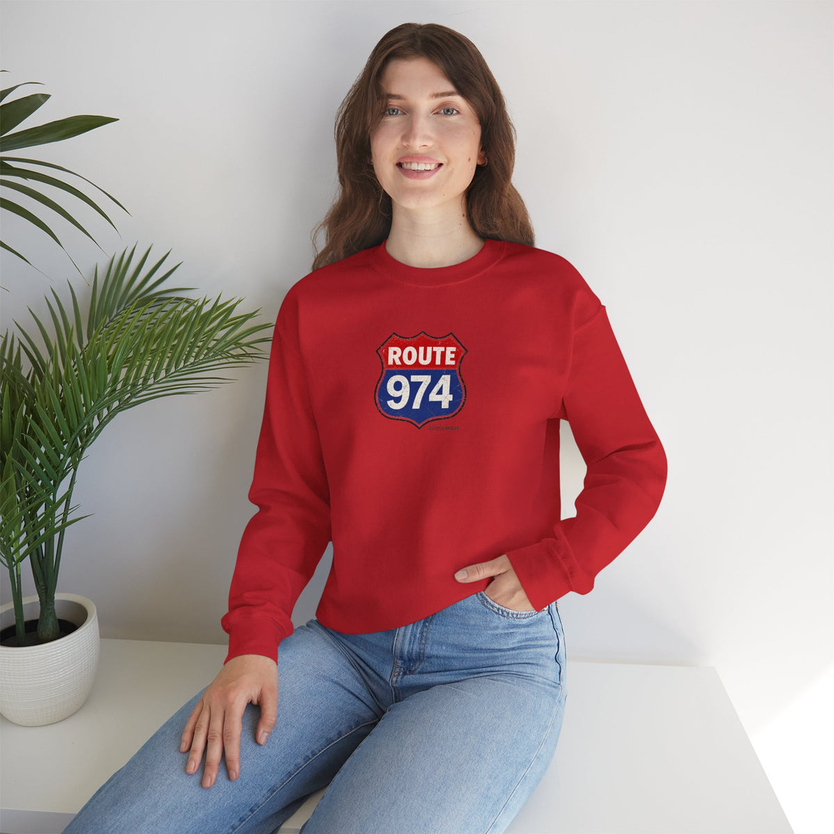 Sweat Quocumque "Route 974", Exotique, Destination Île De La Réunion, Adulte, Homme, Femme, Sportive, Sportif, Décontracté, Drapeau Régional
