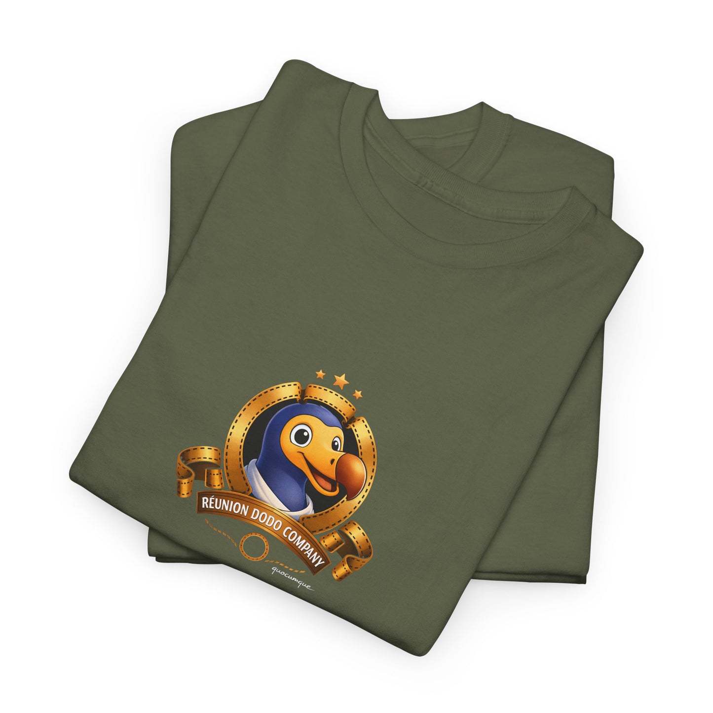 T-shirt Quocumque, " Dodo Cinéma", Île de La Réunion, Confort Coton, Elégant, Souvenir Unique, Cadeau, Unisexe, Esprit Voyageur, Créole, Bourbon