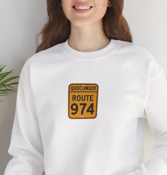 Sweat-Shirt Quocumque "Route 974", Destination l'Île De La Réunion, Adulte, Homme, Femme, Sportive, Sportif, Décontracté, Élégant, Classique,