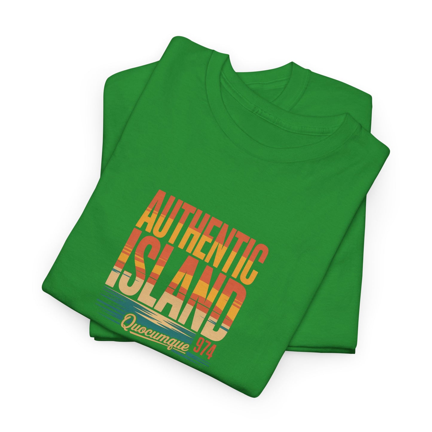 T-shirt "Authentic Island", Exotisme, Destination Île de La Réunion, Confort Coton, Sobre, Elégant, Souvenir Unique, Cadeau, Unisexe, Esprit Voyageur