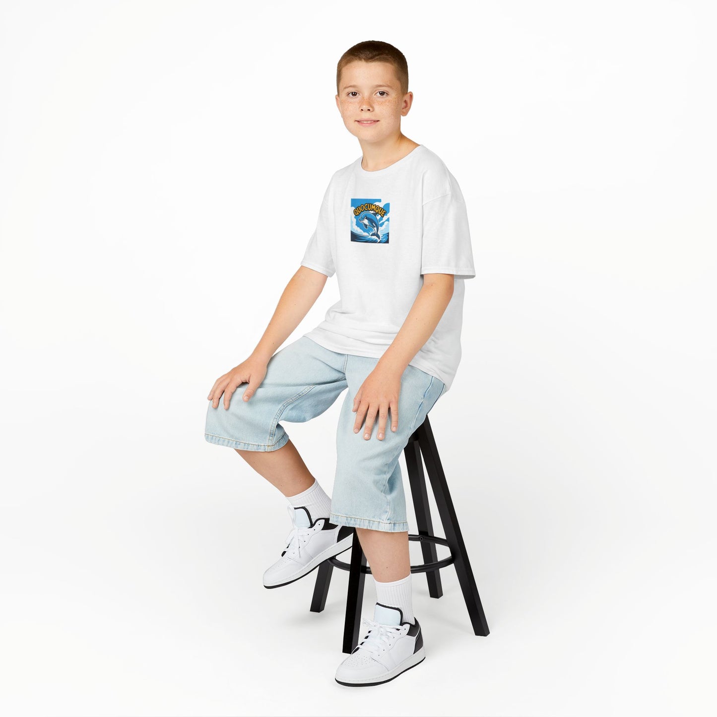 T-shirt Quocumque, Dauphin, Mammifère Marin, Douceur Coton, Pour les enfants de 5-6 ans( Taille XS), Pour les 7-8 ans( taille S), Pour les 9-10 ans( taille M), Pour les 11-12 ans( taille L), Pour les 13-14 ans( taille XL)
