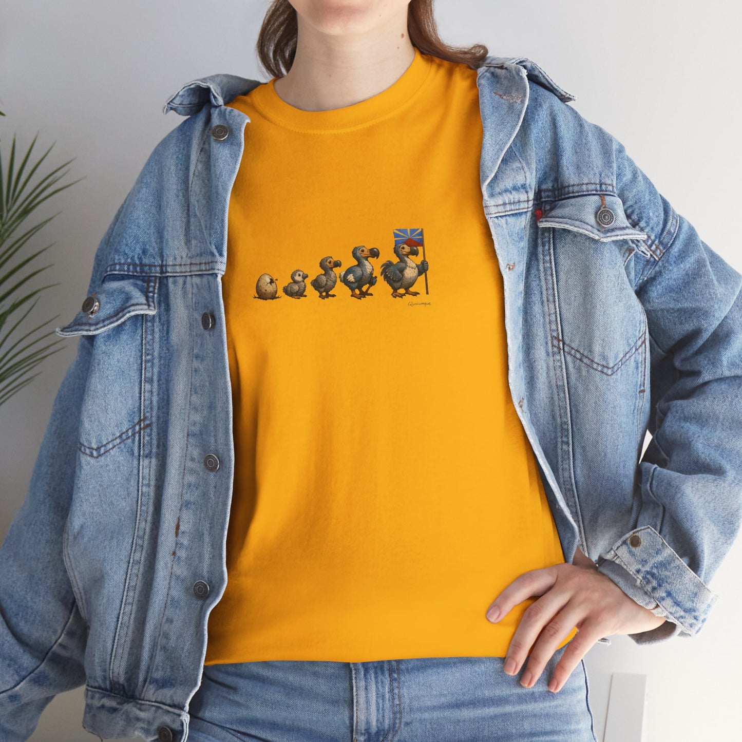 T-shirt Quocumque, " Dodo Evolution ", Île de La Réunion, Confort Coton, Elégant, Souvenir Unique, Cadeau, Unisexe, Esprit Voyageur, Créole, Bourbon