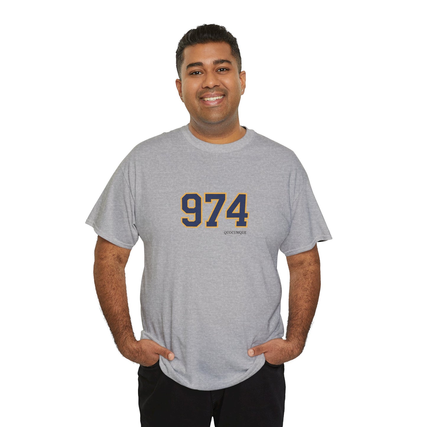 T-shirt " 974 ", Destination Île de La Réunion, Confort Coton, Sobre, Elégant, Souvenir Unique, Vêtement Adulte, Unisexe, Esprit Voyageur