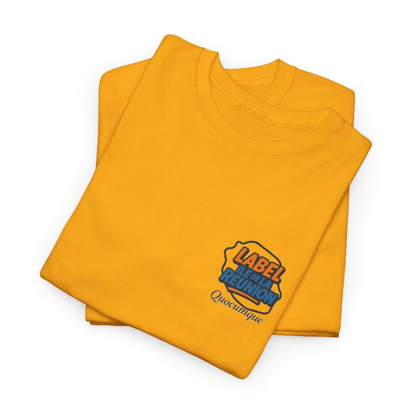 T-shirt "Label Île de La Réunion", Exotisme, Destination Île de La Réunion, Confort Coton, Sobre, Elégant, Souvenir Unique, Cadeau, Unisexe, Esprit Voyageur