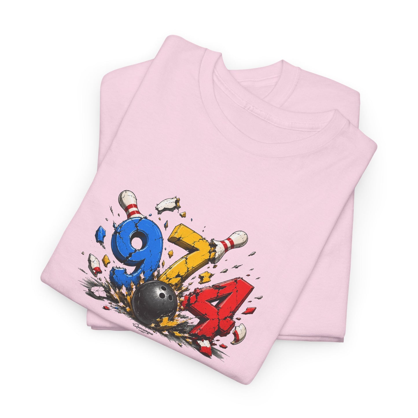 T-shirt " 974 Bowling ", Destination Île de La Réunion, Confort Coton, Sobre, Elégant, Souvenir Unique, Vêtement Adulte, Unisexe, Esprit Voyageur