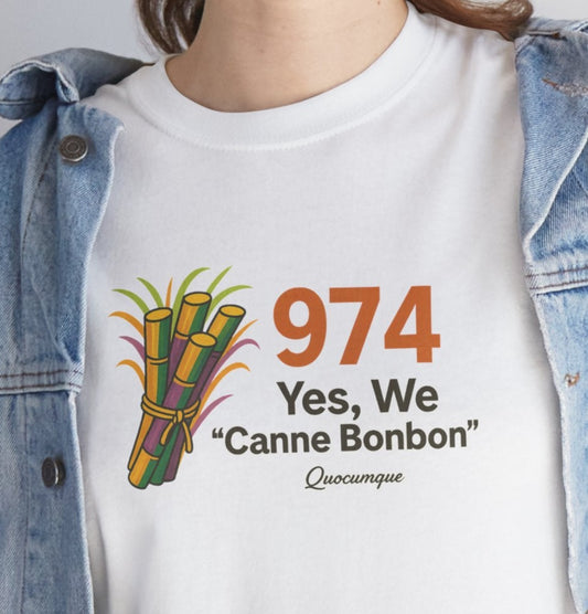 T-Shirt "Canne Bonbon", Exotisme, Destination Île de La Réunion, Confort Coton, Sobre, Elégant, Souvenir Unique, Cadeau, Unisexe, Esprit Voyageur