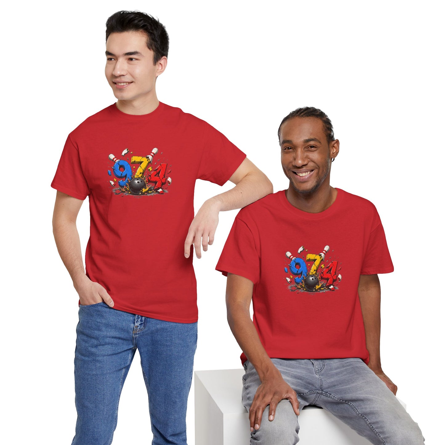 T-shirt " 974 Bowling ", Destination Île de La Réunion, Confort Coton, Sobre, Elégant, Souvenir Unique, Vêtement Adulte, Unisexe, Esprit Voyageur
