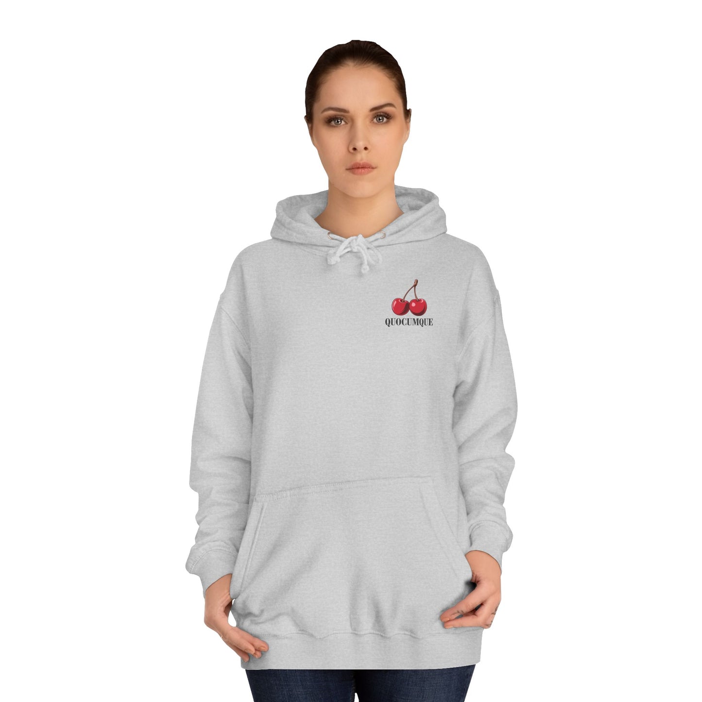 Sweat à Capuche Quocumque "Cerises",  Hoodie, Unisexe, élégance, sobriété, Adulte, Homme, Femme, Sportif, Fruit Rouge
