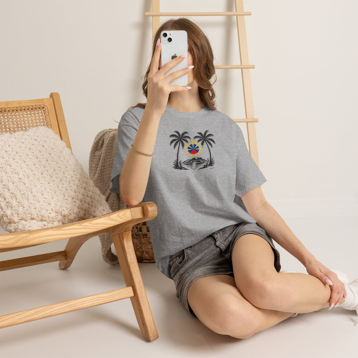 T-shirt Quocumque, "Palmiers", Île de La Réunion, Confort Coton, Elégant, Souvenir Unique, Cadeau, Unisexe, Esprit Voyageur, Créole, Bourbon