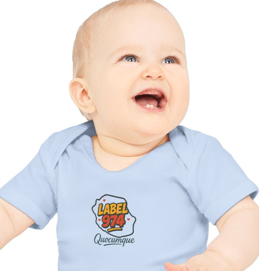 Body Bébé "Label 974", Île de La Réunion, Douceur Coton, Cadeau Naissance,  Confort Coton Bio, Style Unique, Cadeau Parfait