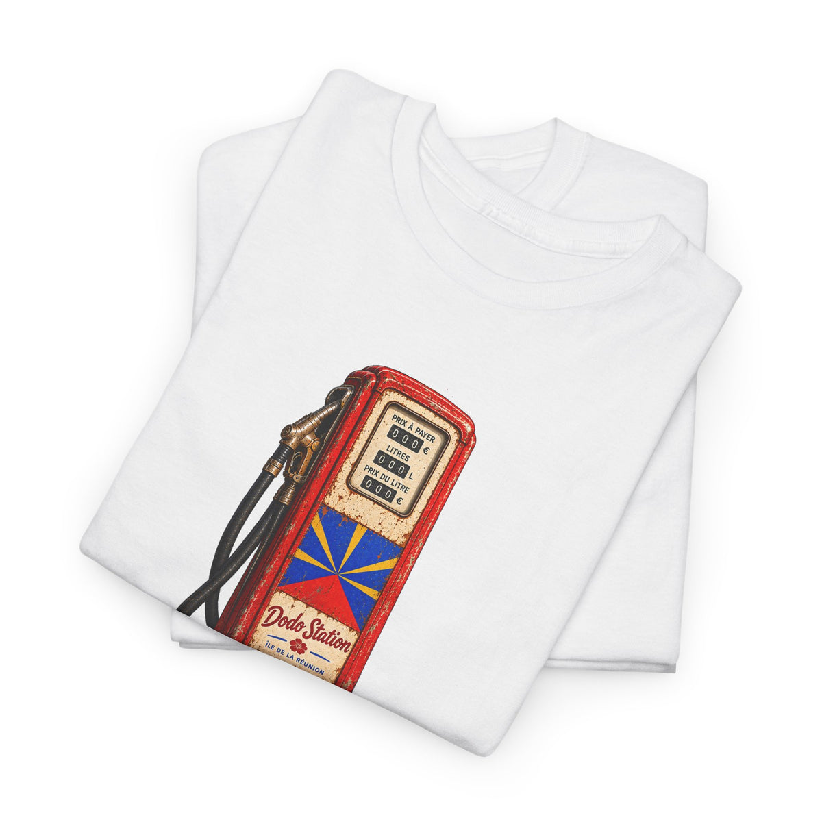 T-shirt Quocumque, "Station Essence", Île de La Réunion, Confort Coton, Elégant, Souvenir Unique, Cadeau, Unisexe, Esprit Voyageur, Créole, Bourbon
