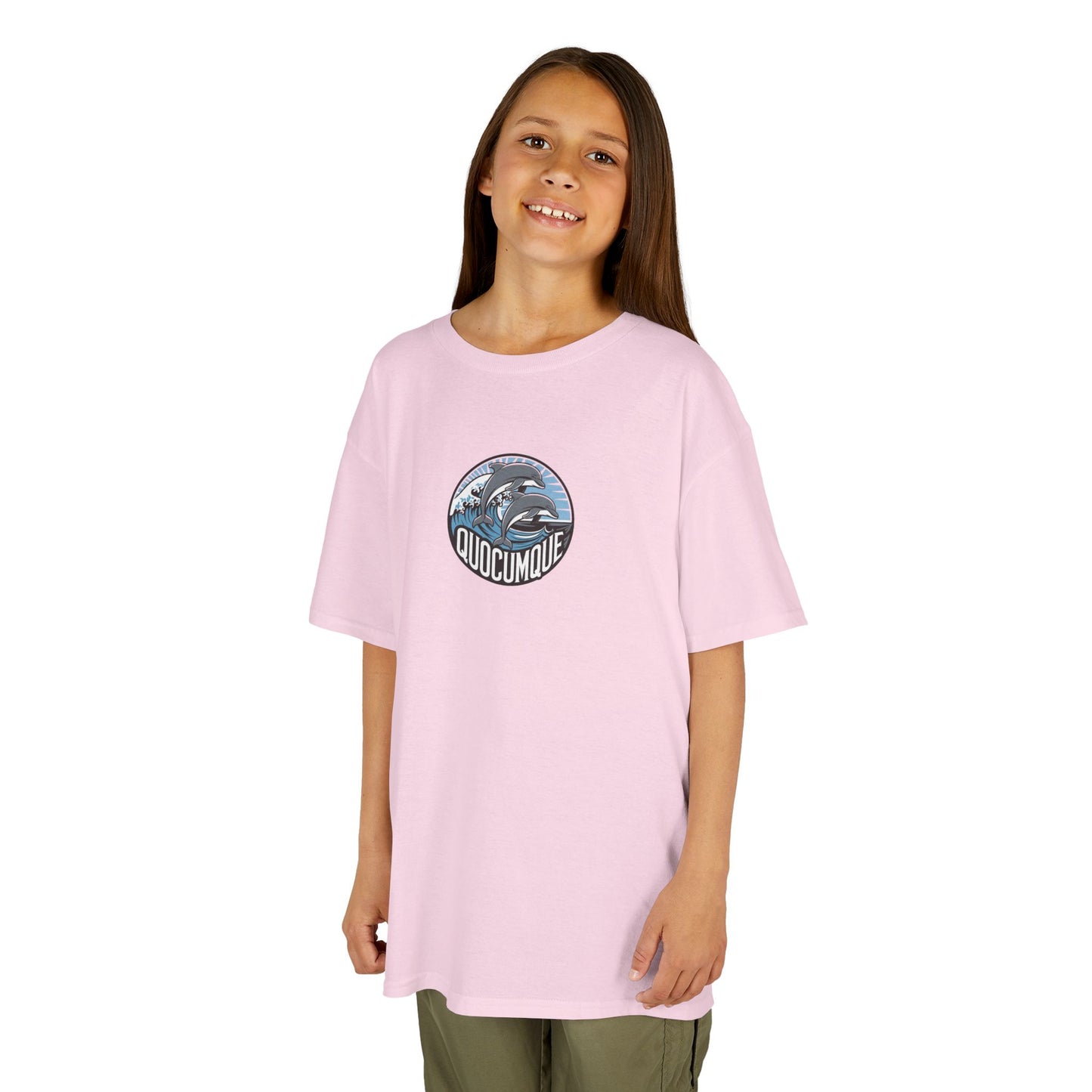 T-shirt Quocumque, Dauphin, Mammifère Marin, Douceur Coton, Pour les enfants de 5-6 ans( Taille XS), Pour les 7-8 ans( taille S), Pour les 9-10 ans( taille M), Pour les 11-12 ans( taille L), Pour les 13-14 ans( taille XL)