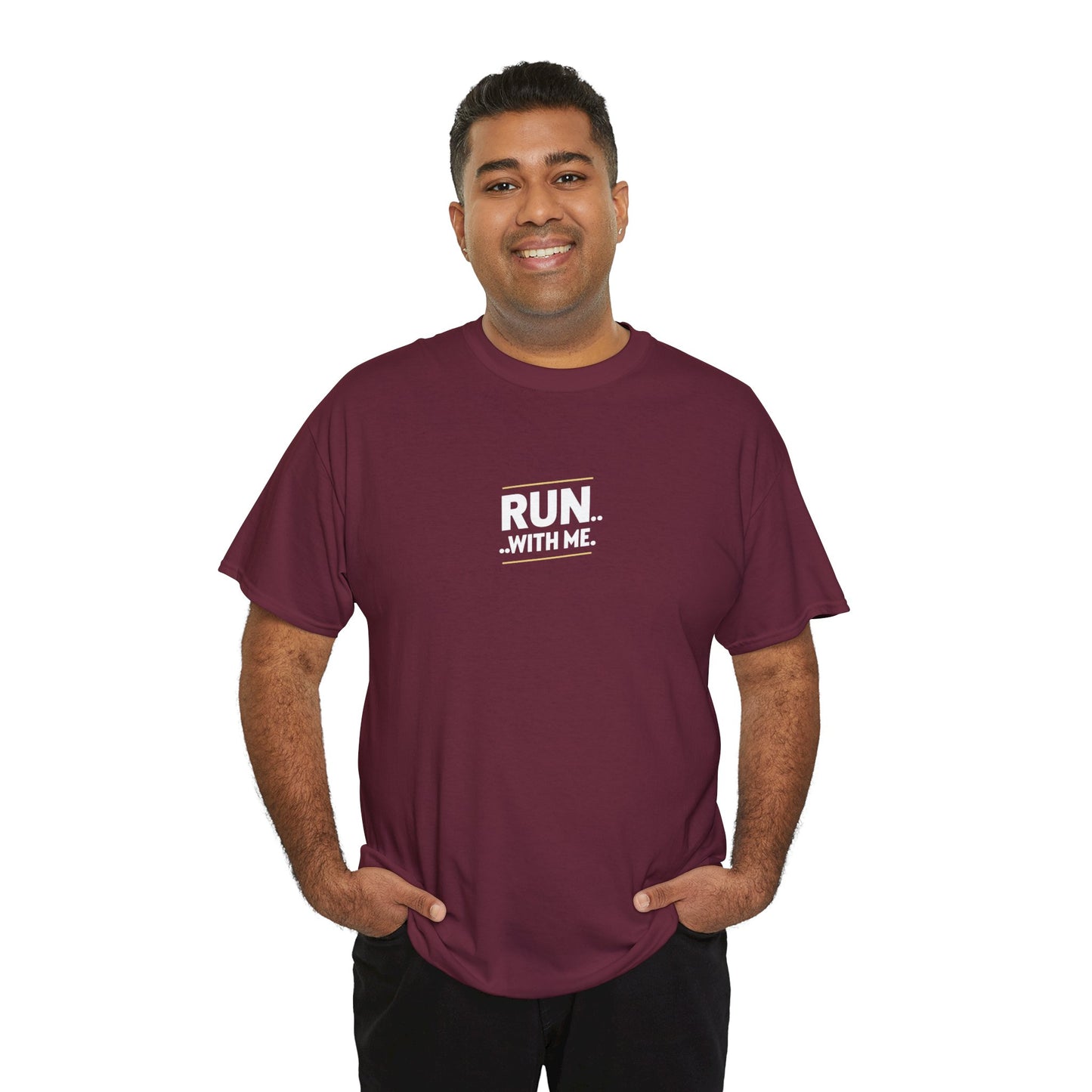T-shirt Quocumque "RUN With Me", Île de La Réunion, Sobre, Elégant, Souvenir Unique, Cadeau, Unisexe, Esprit Voyageur, Adulte, sportif