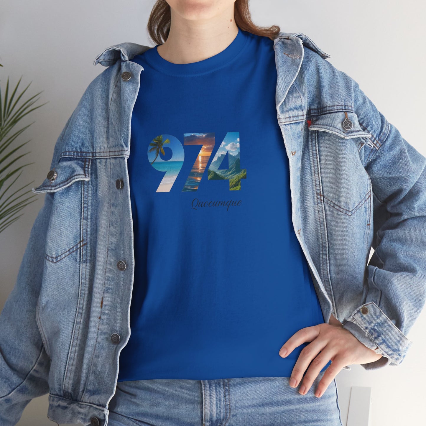 T-shirt "974", Île de La Réunion, Confort Coton, Sobre, Elégant, Souvenir Unique, Cadeau, Unisexe, Esprit Voyageur