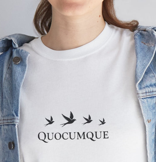 T-shirt Quocumque, Petits Oiseaux, Confort Coton, Sobre, Elégant, Souvenir Unique, Cadeau, Unisexe, Esprit Voyageur, Adulte, Espace