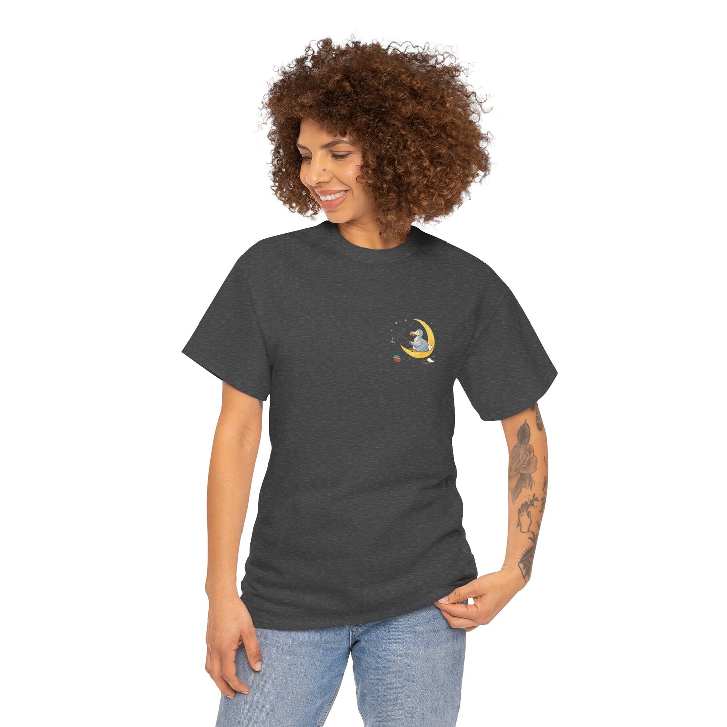 T-shirt "Dodo Lune ", Île de La Réunion", Confort Coton, Sobre, Elégant, Souvenir Unique, Cadeau, Unisexe, Esprit Voyageur