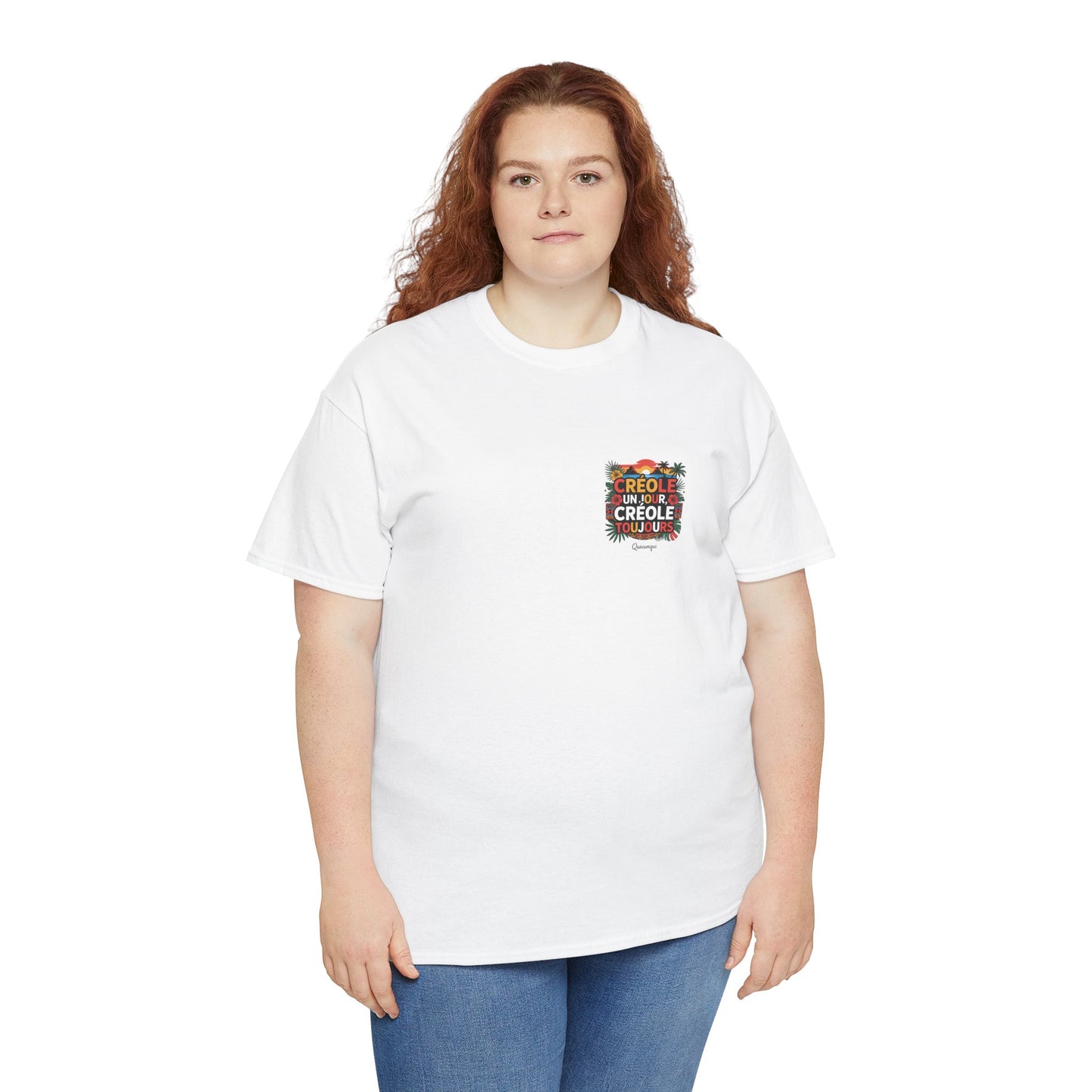 T-shirt Quocumque "Créole" Île de La Réunion", Confort Coton, Sobre, Elégant, Souvenir Unique, Cadeau, Unisexe, Esprit Voyageur