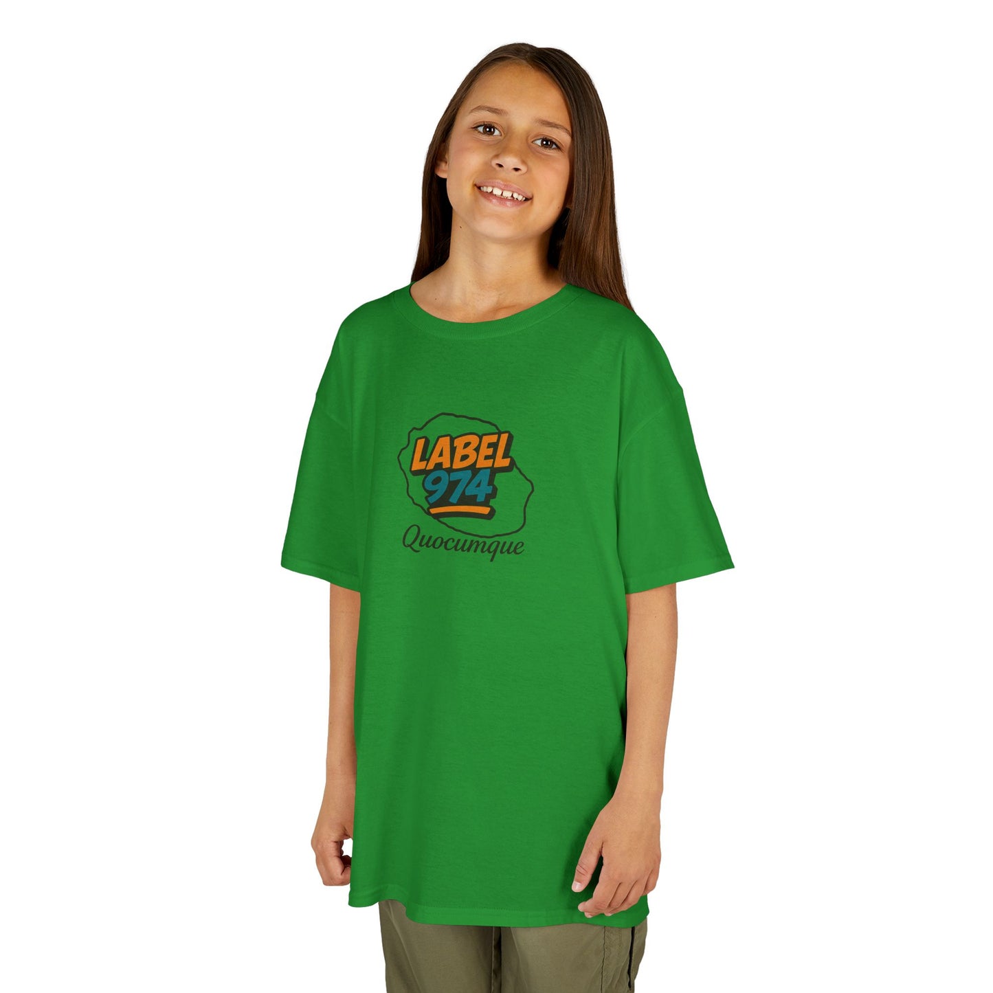 T-shirt "Label 974", Île de La Réunion", Douceur Coton, Pour les enfants de 5-6 ans( Taille XS), Pour les 7-8 ans( taille S), Pour les 9-10 ans( taille M), Pour les 11-12 ans( taille L), Pour les 13-14 ans( taille XLS)