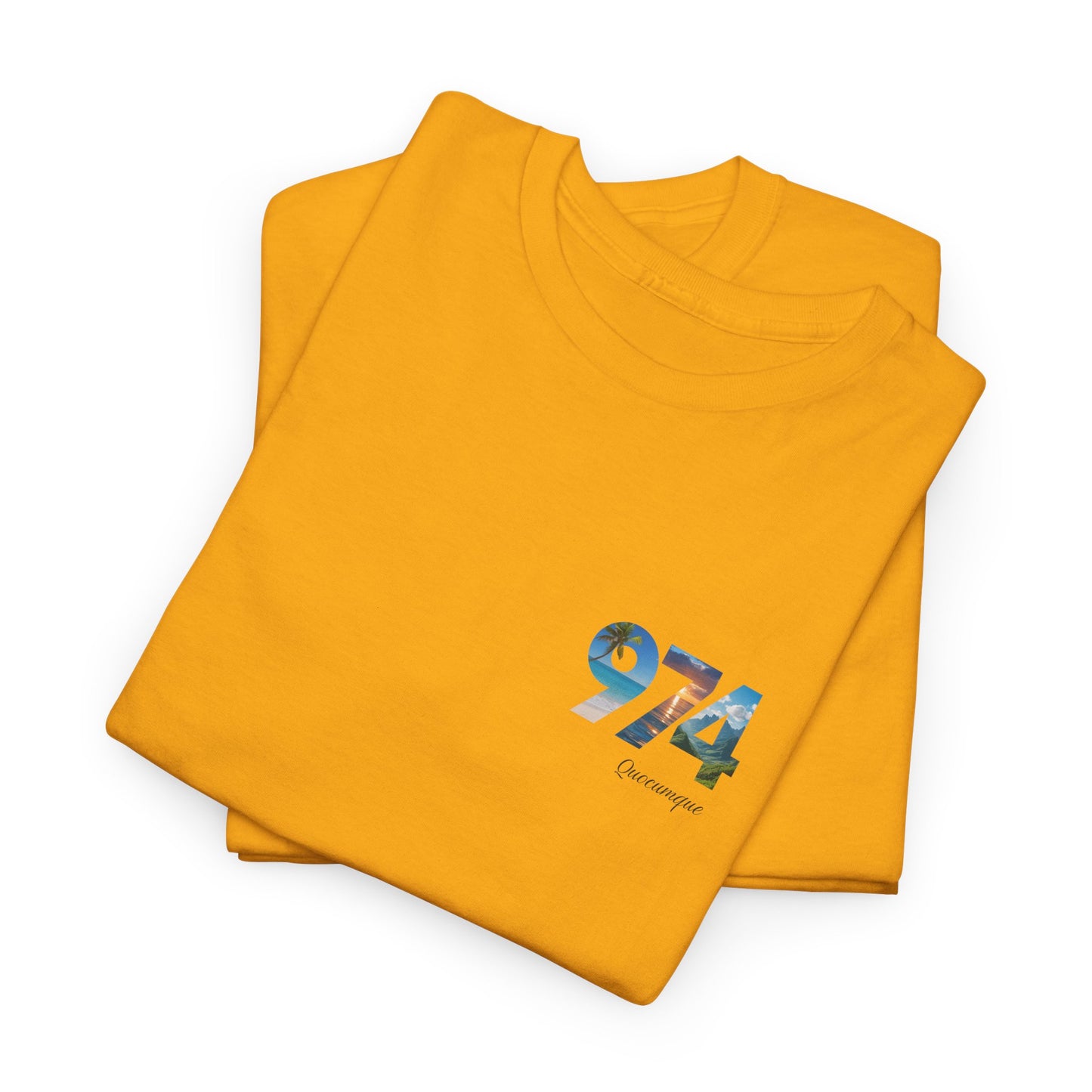 T-shirt "974", Île de La Réunion, Discret, Confort Coton, Sobre, Elégant, Souvenir Unique, Cadeau, Unisexe, Esprit Voyageur