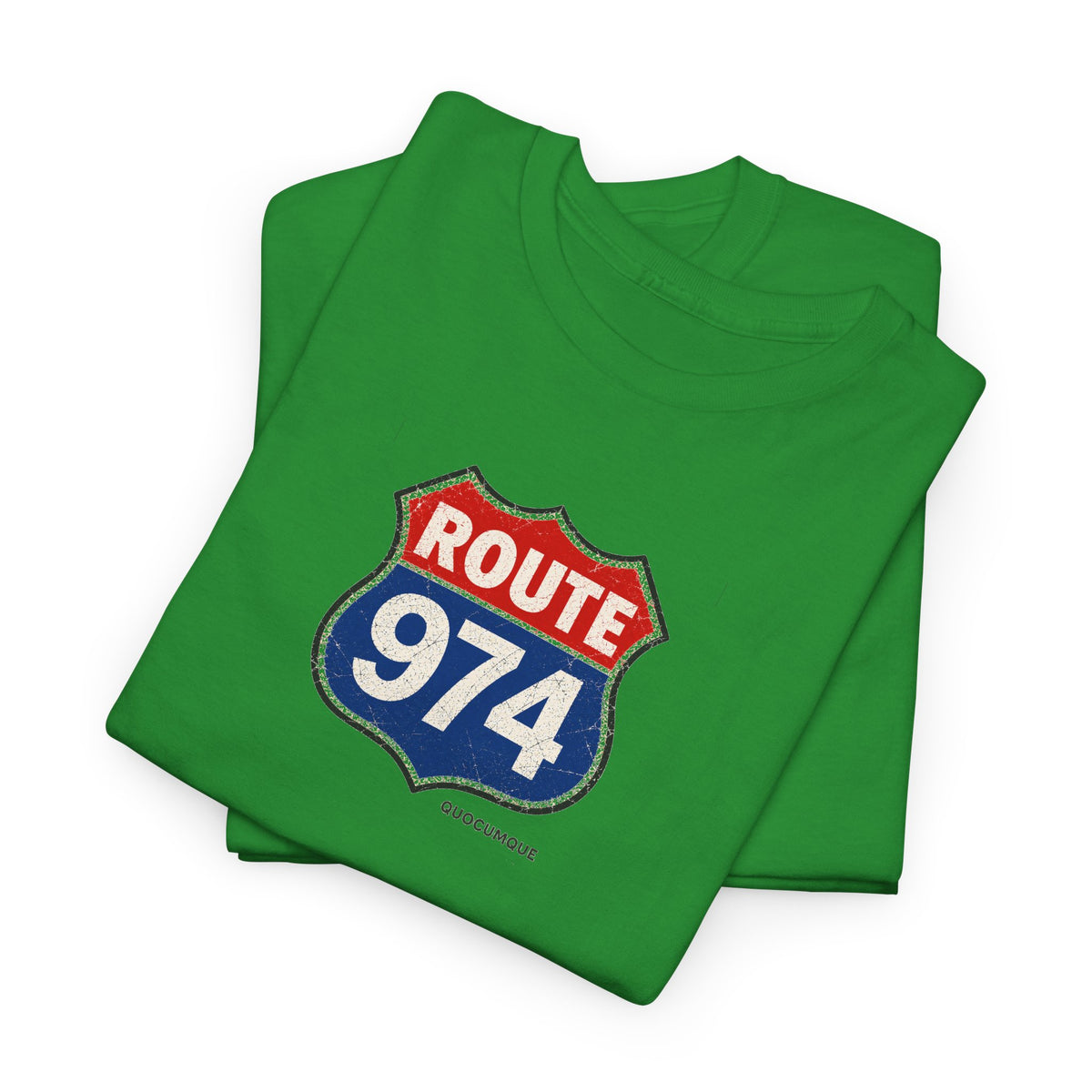 T-shirt "Route 974", Exotisme, Destination Île de La Réunion, Confort Coton, Sobre, Elégant, Souvenir Unique, Cadeau, Unisexe, Esprit Voyageur