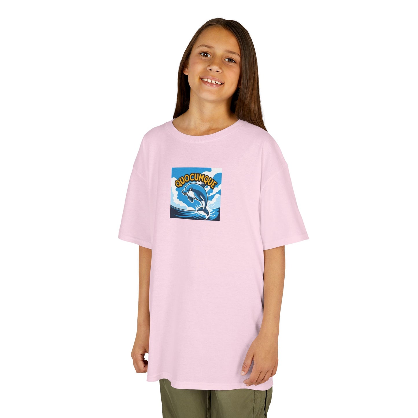 T-shirt Quocumque, Dauphin, Mammifère Marin, Douceur Coton, Pour les enfants de 5-6 ans( Taille XS), Pour les 7-8 ans( taille S), Pour les 9-10 ans( taille M), Pour les 11-12 ans( taille L), Pour les 13-14 ans( taille XL)