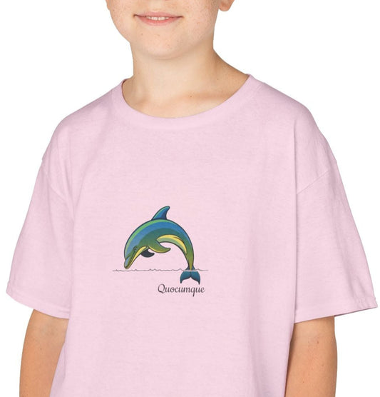 T-shirt Quocumque, Dauphin, Mammifère Marin, Douceur Coton, Pour les enfants de 5-6 ans( Taille XS), Pour les 7-8 ans( taille S), Pour les 9-10 ans( taille M), Pour les 11-12 ans( taille L), Pour les 13-14 ans( taille XL)