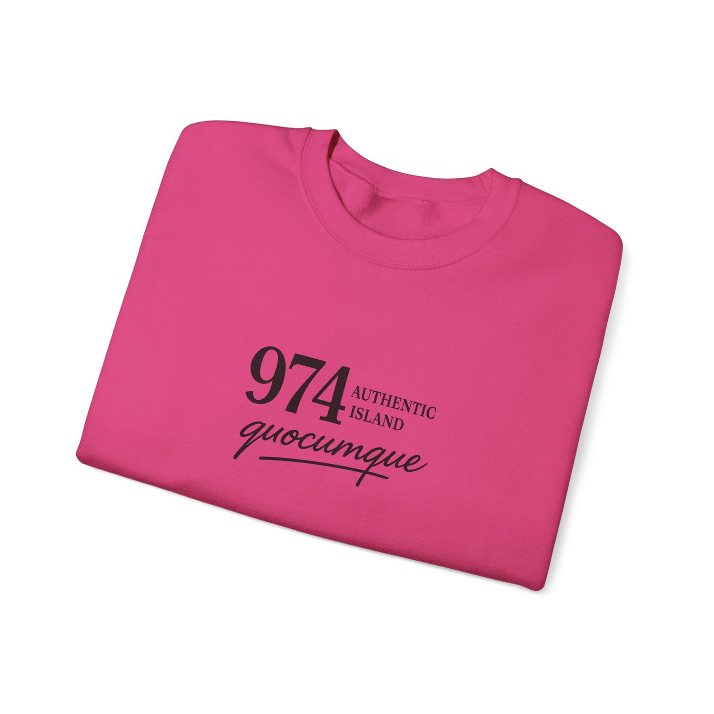 Sweat-Shirt Quocumque "974 Authentic Island", Exotique, Destination l'Île De La Réunion, Adulte, Homme, Femme, Sportive, Sportif, Décontracté, Élégant, Classique,