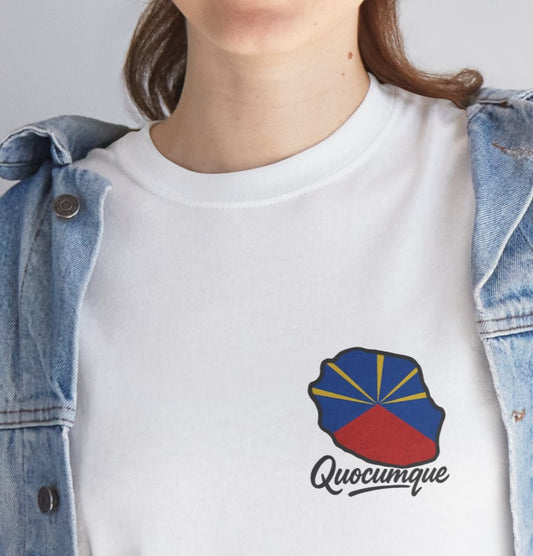 T-shirt "Drapeau Pays", Exotisme, Destination Île de La Réunion, Confort Coton, Sobre, Elégant, Souvenir Unique, Cadeau, Unisexe, Esprit Voyageur