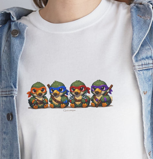 T-shirt Quocumque, " Dodos Ninjas ", Île de La Réunion, Confort Coton, Elégant, Souvenir Unique, Cadeau, Unisexe, Esprit Voyageur, Créole, Bourbon