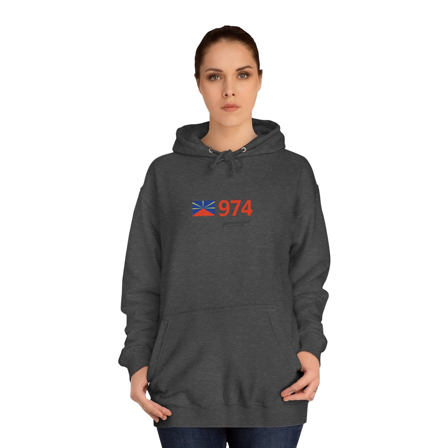 Sweat à Capuche "974 drapeau" pour Adulte, Hoodie, Unisexe, Élégance, Sobriété, Homme, Femme, Indicatif Réunion, Drapeau Local