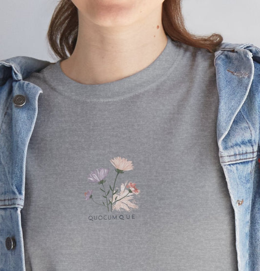 T-shirt Quocumque, Fleurs des Champs, Couleur Pastel, Confort Coton, Souvenir Unique, Cadeau, Unisexe, Délicatesse, Homme, SérénitééFemme