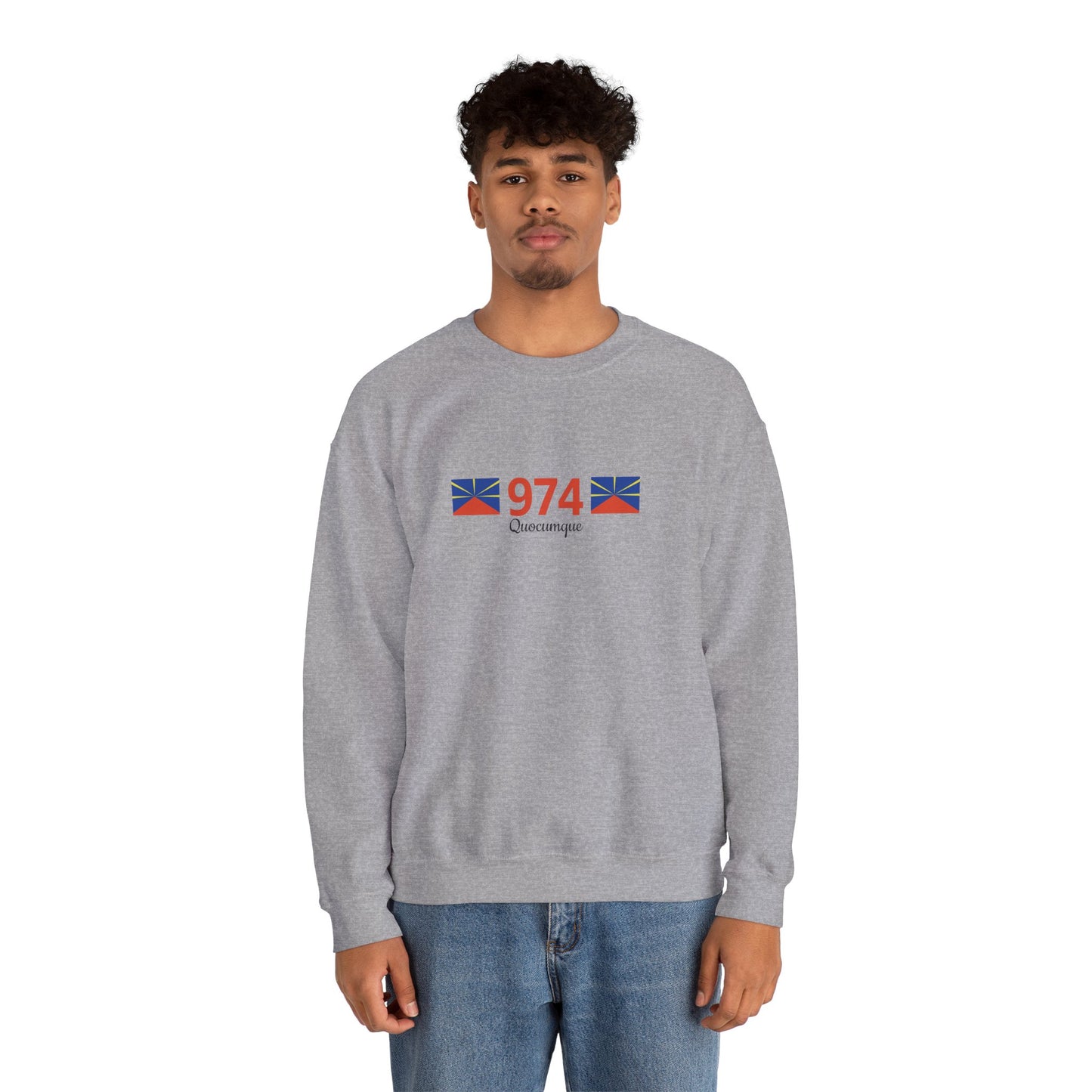 Sweat Quocumque "974", Exotique, Destination Île De La Réunion, Adulte, Homme, Femme, Sportive, Sportif, Décontracté, Drapeau Régional