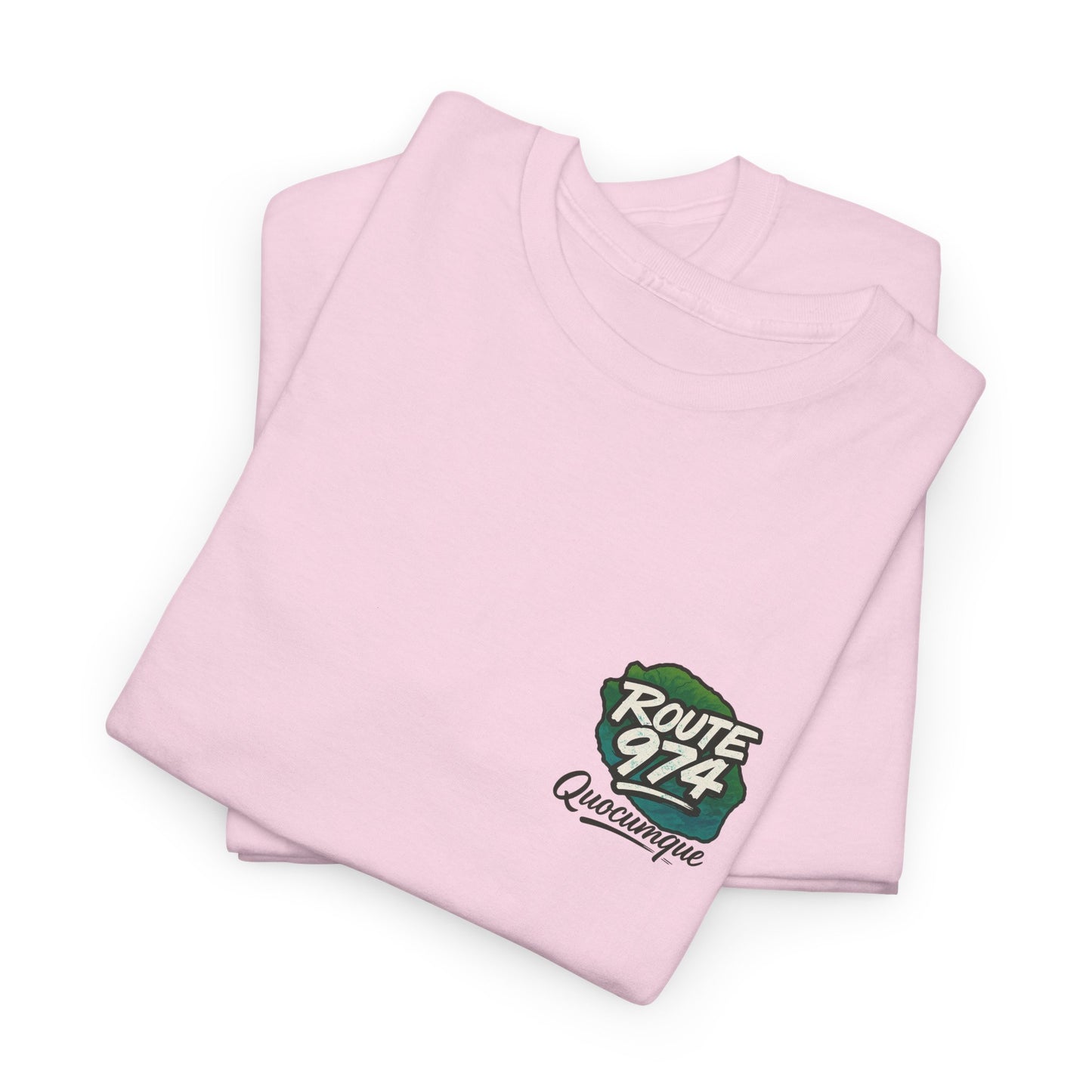 T-shirt "Route 974", Destination Île de La Réunion, Confort Coton, Sobre, Elégant, Souvenir Unique, Cadeau, Unisexe, Esprit Voyageur