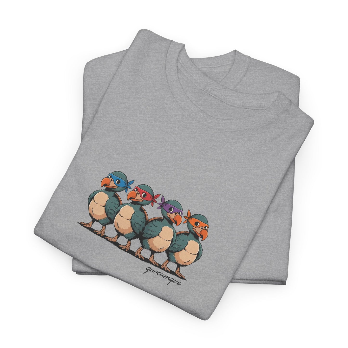 T-shirt Quocumque, " Dodos Ninjas ", Île de La Réunion, Confort Coton, Elégant, Souvenir Unique, Cadeau, Unisexe, Esprit Voyageur, Créole, Bourbon