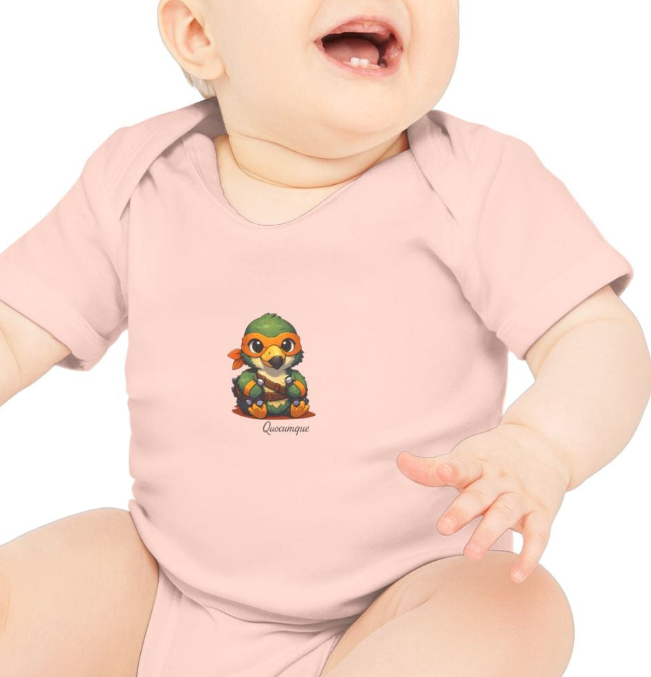 Body Bébé "Dodo Ninja Orange", Île de La Réunion, Douceur Coton, Cadeau Naissance,  Confort Coton Bio, Style Unique, Cadeau Parfait