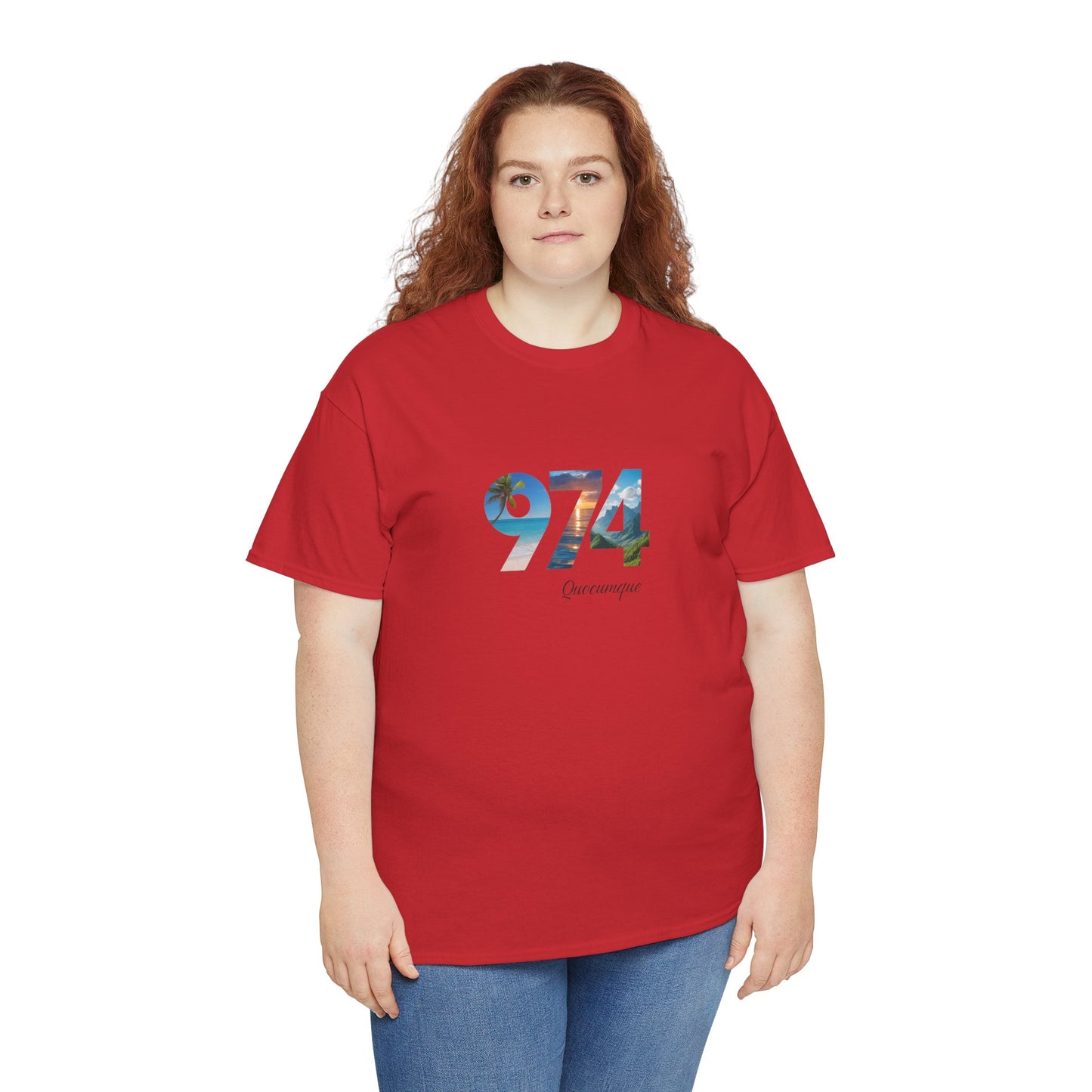 T-shirt "974", Île de La Réunion, Confort Coton, Sobre, Elégant, Souvenir Unique, Cadeau, Unisexe, Esprit Voyageur