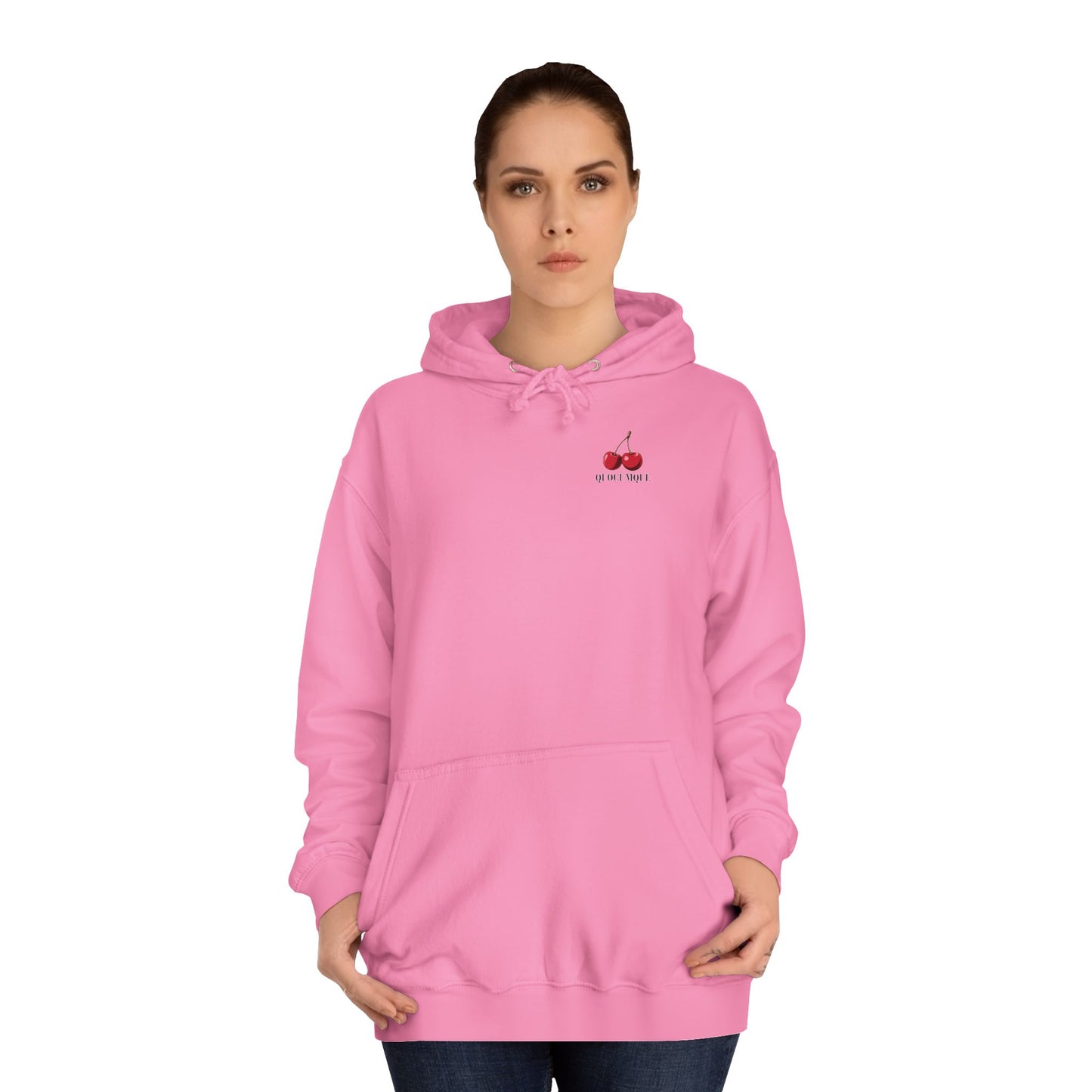 Sweat à Capuche Quocumque "Cerises",  Hoodie, Unisexe, élégance, sobriété, Adulte, Homme, Femme, Sportif, Fruit Rouge