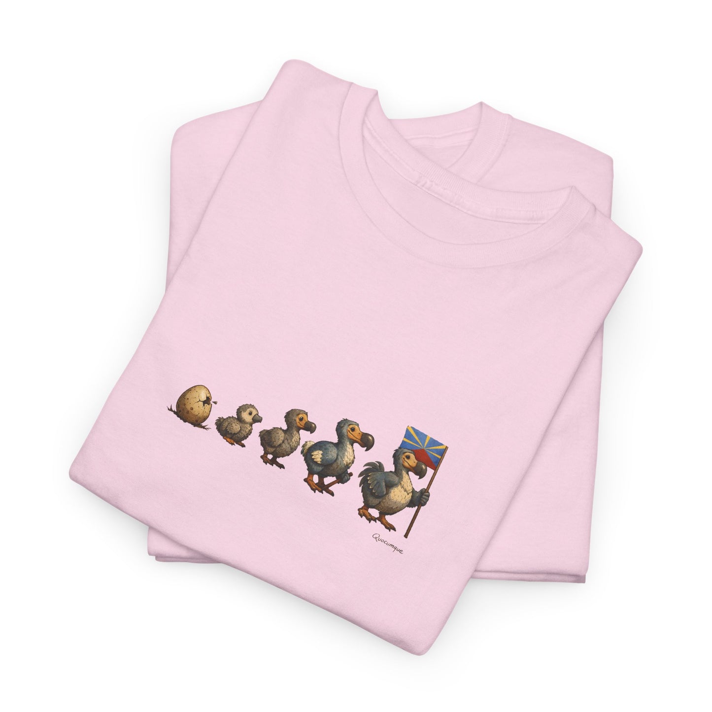 T-shirt Quocumque, " Dodo Evolution ", Île de La Réunion, Confort Coton, Elégant, Souvenir Unique, Cadeau, Unisexe, Esprit Voyageur, Créole, Bourbon