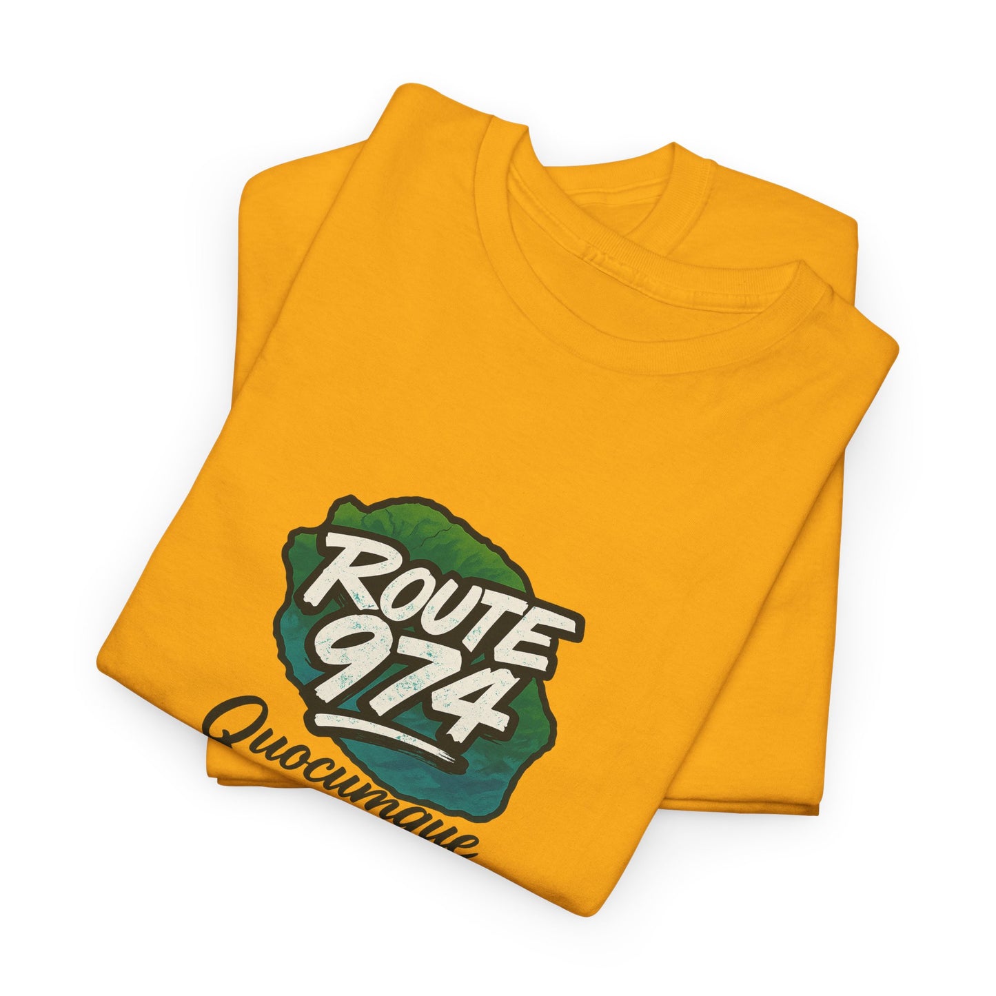 T-shirt "Route 974", Destination Île de La Réunion, Confort Coton, Sobre, Elégant, Souvenir Unique, Cadeau, Unisexe, Esprit Voyageur
