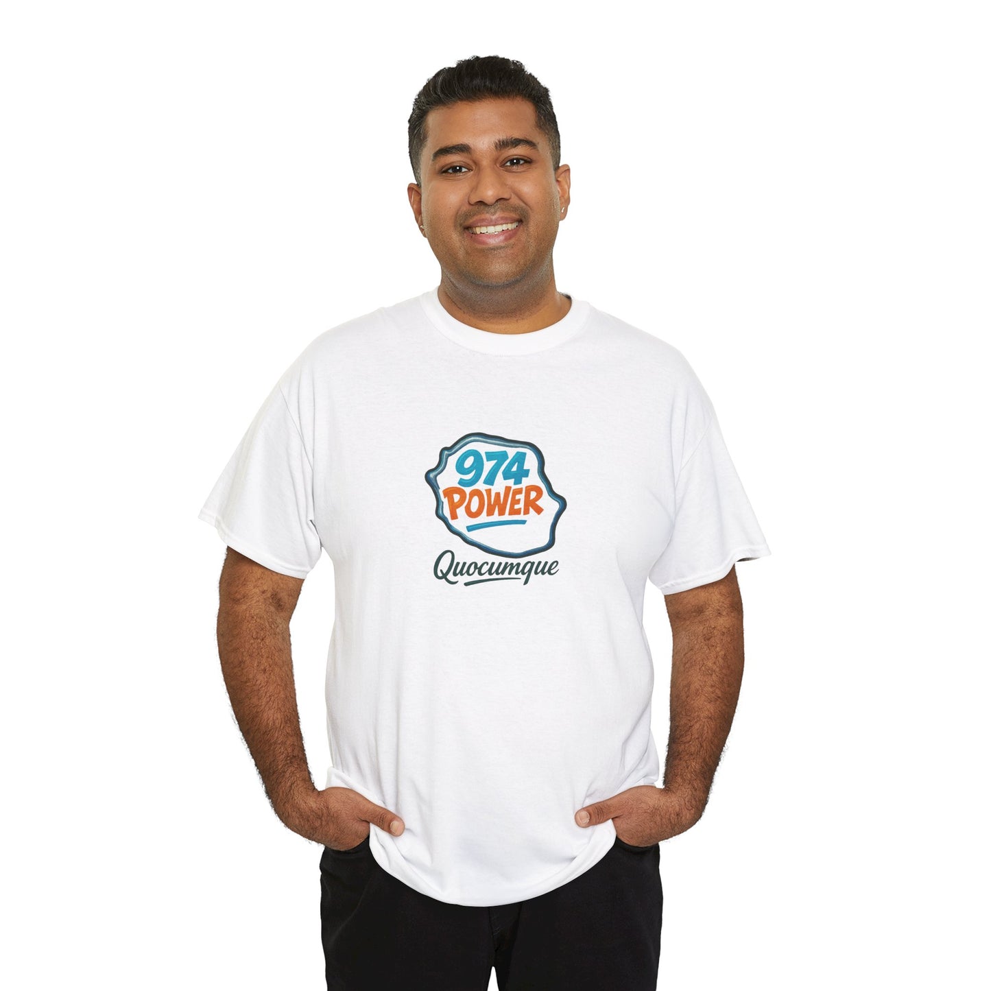 T-shirt "974 Power", Exotisme, Destination Île de La Réunion, Confort Coton, Sobre, Elégant, Souvenir Unique, Cadeau, Unisexe, Esprit Voyageur