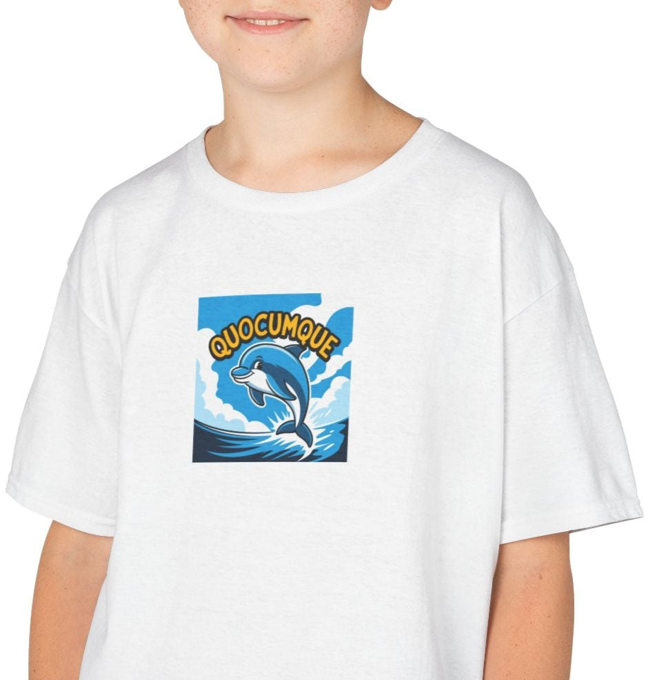 T-shirt Quocumque, Dauphin, Mammifère Marin, Douceur Coton, Pour les enfants de 5-6 ans( Taille XS), Pour les 7-8 ans( taille S), Pour les 9-10 ans( taille M), Pour les 11-12 ans( taille L), Pour les 13-14 ans( taille XL)