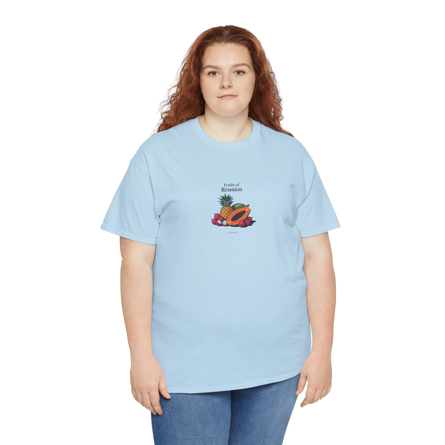 T-shirt "Fruits of Réunion", Île de La Réunion, Confort Coton, Sobre, Elégant, Souvenir Unique, Cadeau, Unisexe, Esprit Voyageur