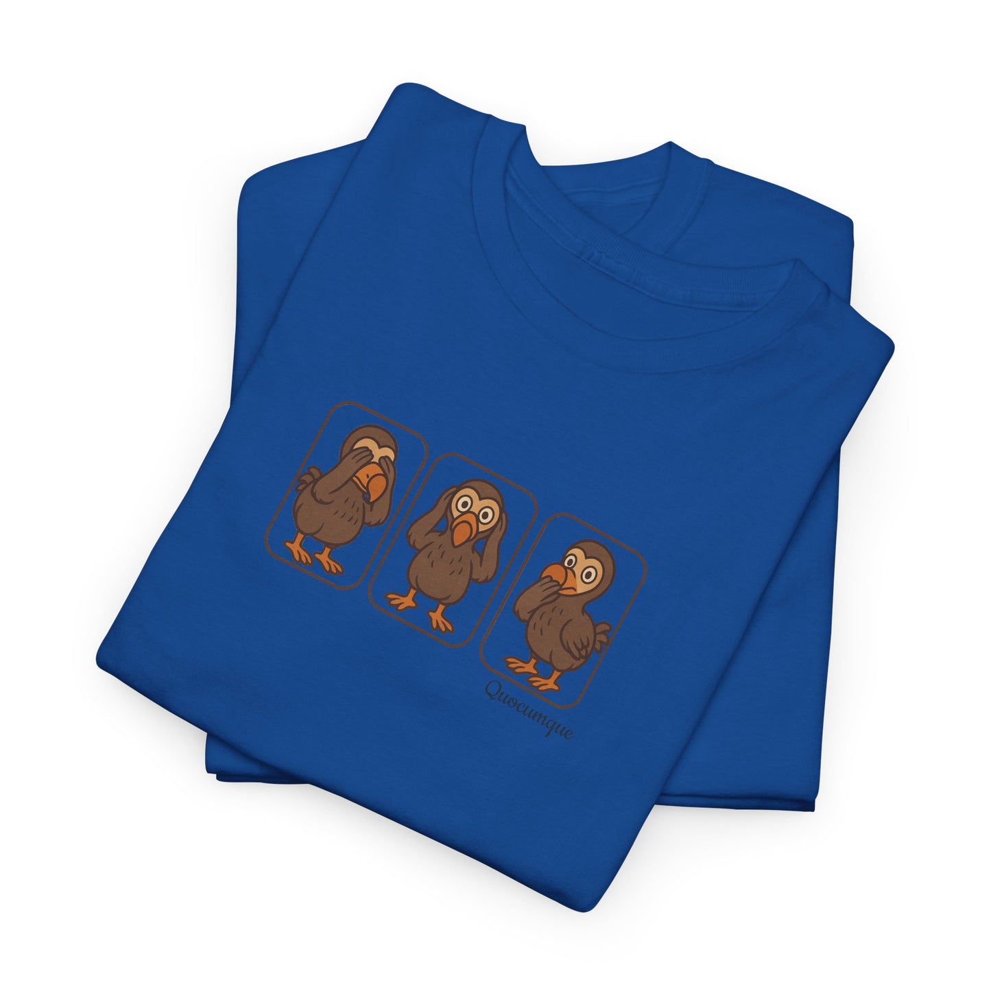 T-shirt Quocumque, "3 Dodos de la Sagesse", Confort, Souvenir Unique, Cadeau, Unisexe, Délicatesse, Homme, Femme, Adulte, Sportif, Liberté, Détente