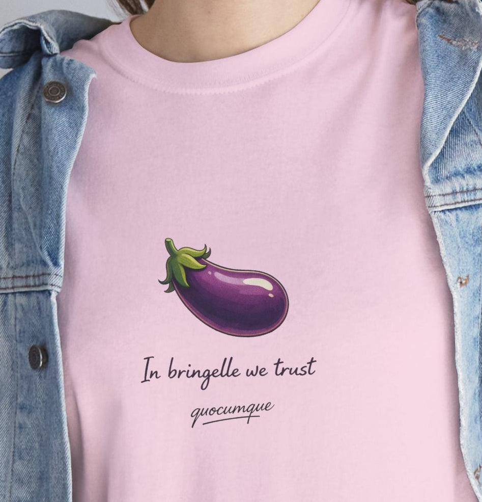 T-shirt Quocumque "Bringelle", Confort Coton, Sobre, Elégant, Souvenir Unique, Cadeau, Unisexe, Esprit Voyageur, Adulte, Espace