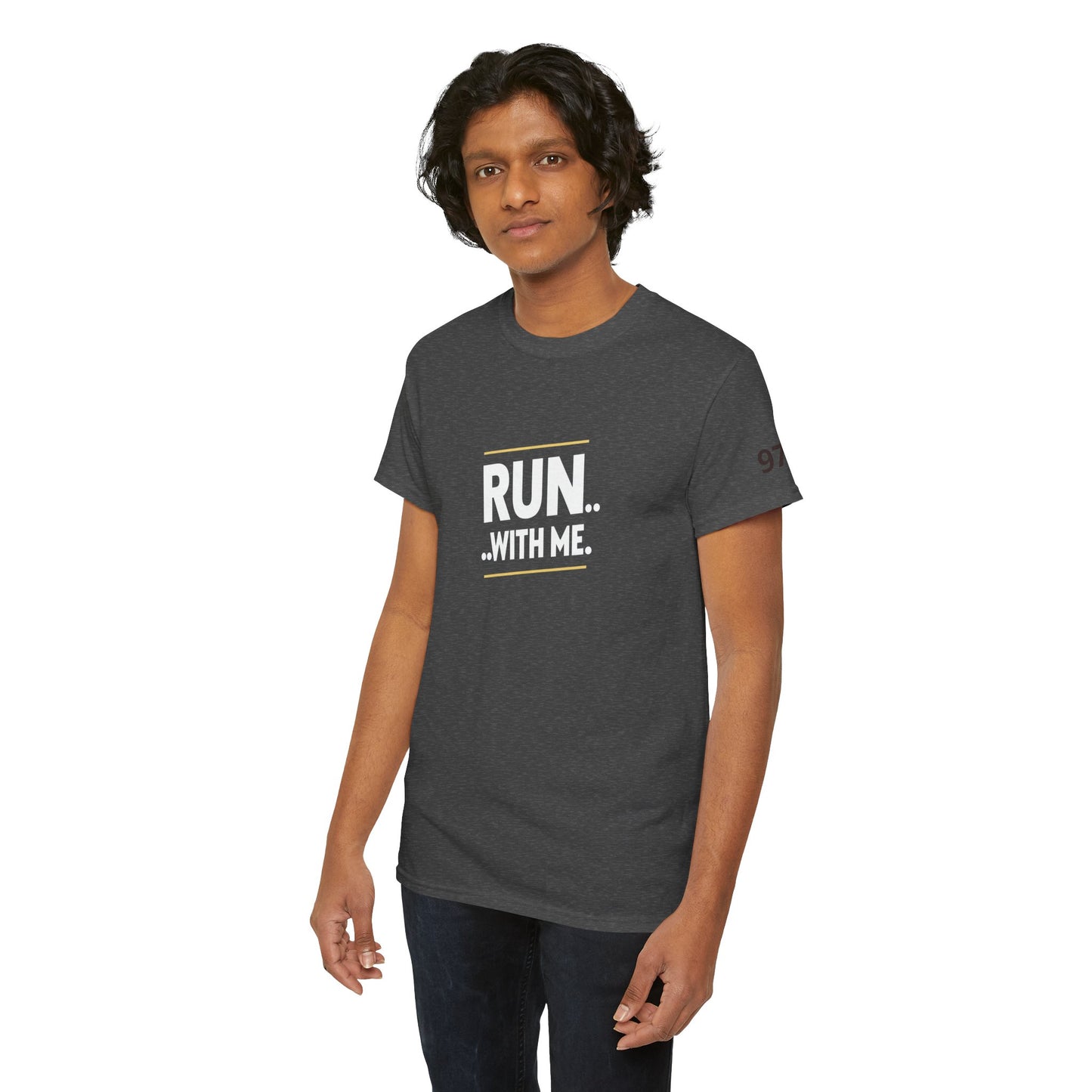 T-shirt Quocumque "RUN With me ", Île de La Réunion", Confort Coton, Sobre, Elégant, Souvenir Unique, Cadeau, Unisexe, Esprit Voyageur