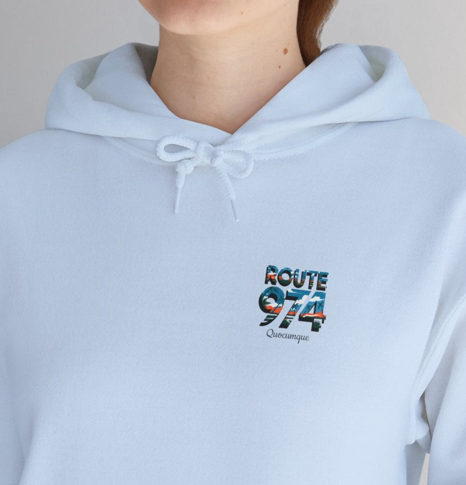 Sweat-Shirt à Capuche Collection " Route 974", Exotisme, Adulte, Homme, Femme, Sportive, Sportif, Décontracté, Classique, Destination La Réunion